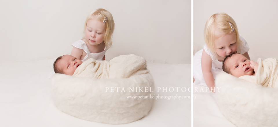 Sibling Love - Baby portraits taken in Hobart