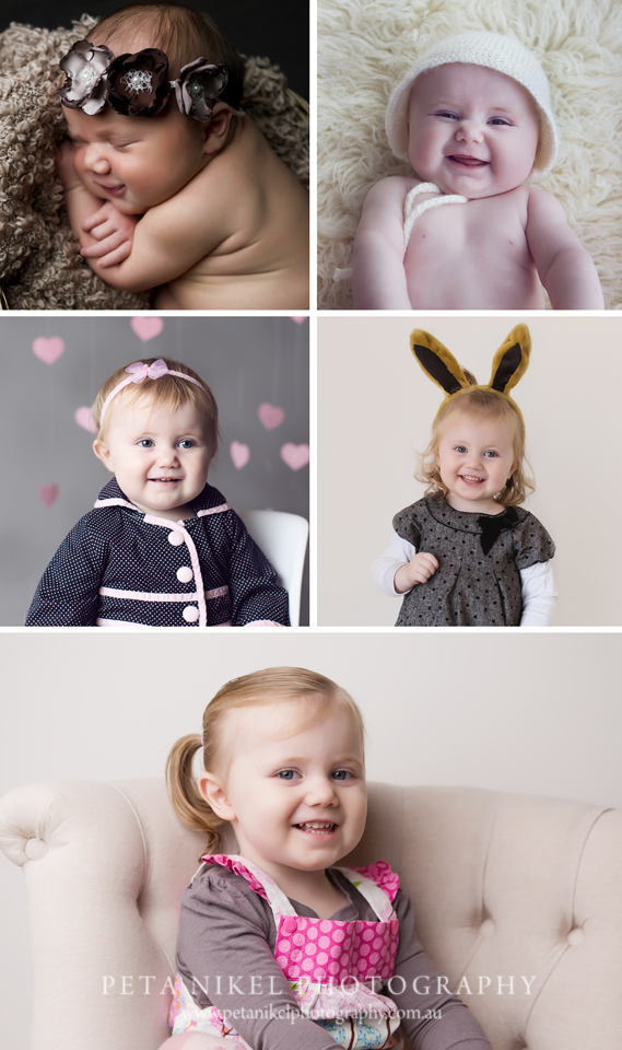 A collection of baby photos taken over 2 years. Lovely memories.